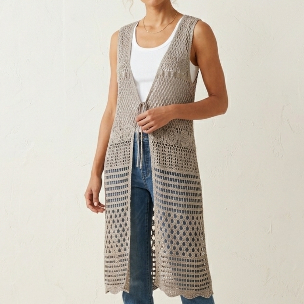 Cato EST.1946 Crochet Sheer Sleeveless Cardigan